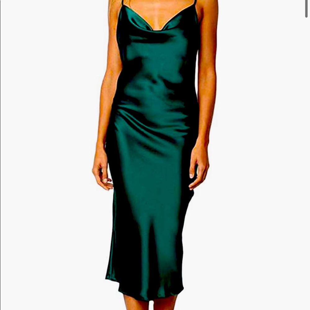EMERALD GREEN MIDI SLIP DRESS SIZE SMALL